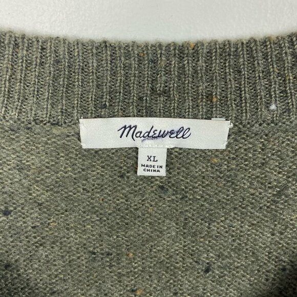 Madewell Donegal Bartlett V-Neck Sweater Cozy Yarn Size XL 2020 Knit Green Boho - Picture 5 of 11